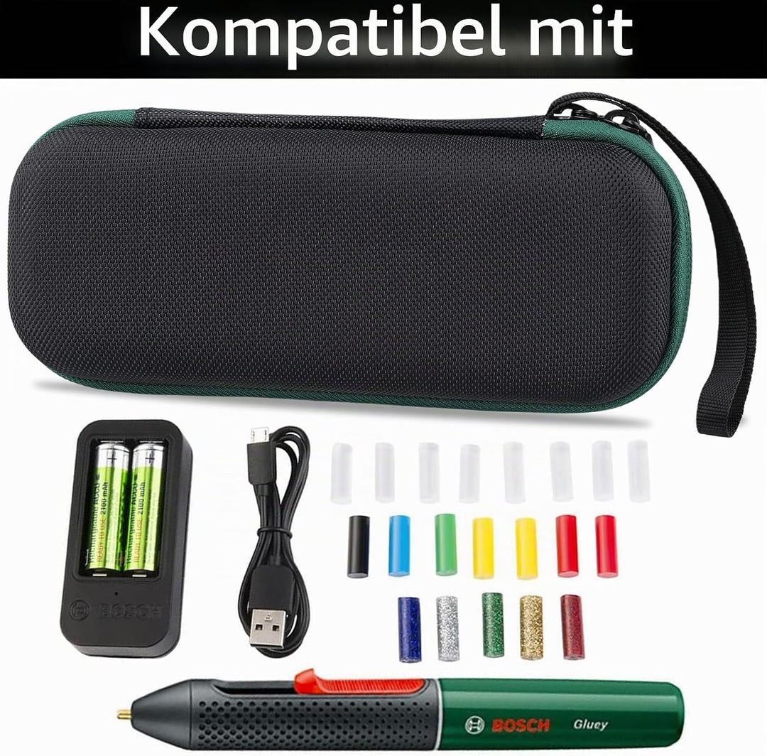 co2CREA Hart Tragbare Schutzhülle Etui Tasche für Bosch Akku Heissklebestift Gluey, Tragetasche komp