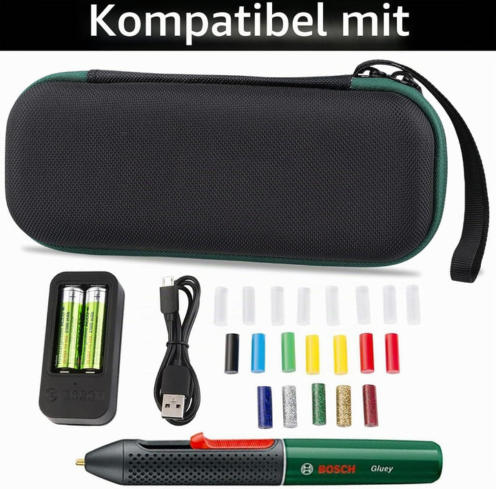 co2CREA Hart Tragbare Schutzhülle Etui Tasche für Bosch Akku Heissklebestift Gluey, Tragetasche komp