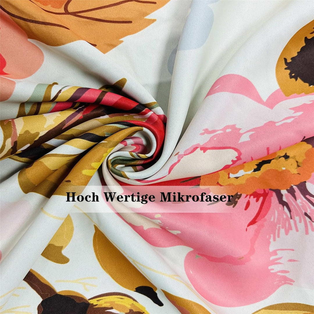 YUANZU Vintage Vorhänge Boho Stil Aquarell Blumen Ösen Gardinen mit Blickdichte Thermo Vorhang Kälte