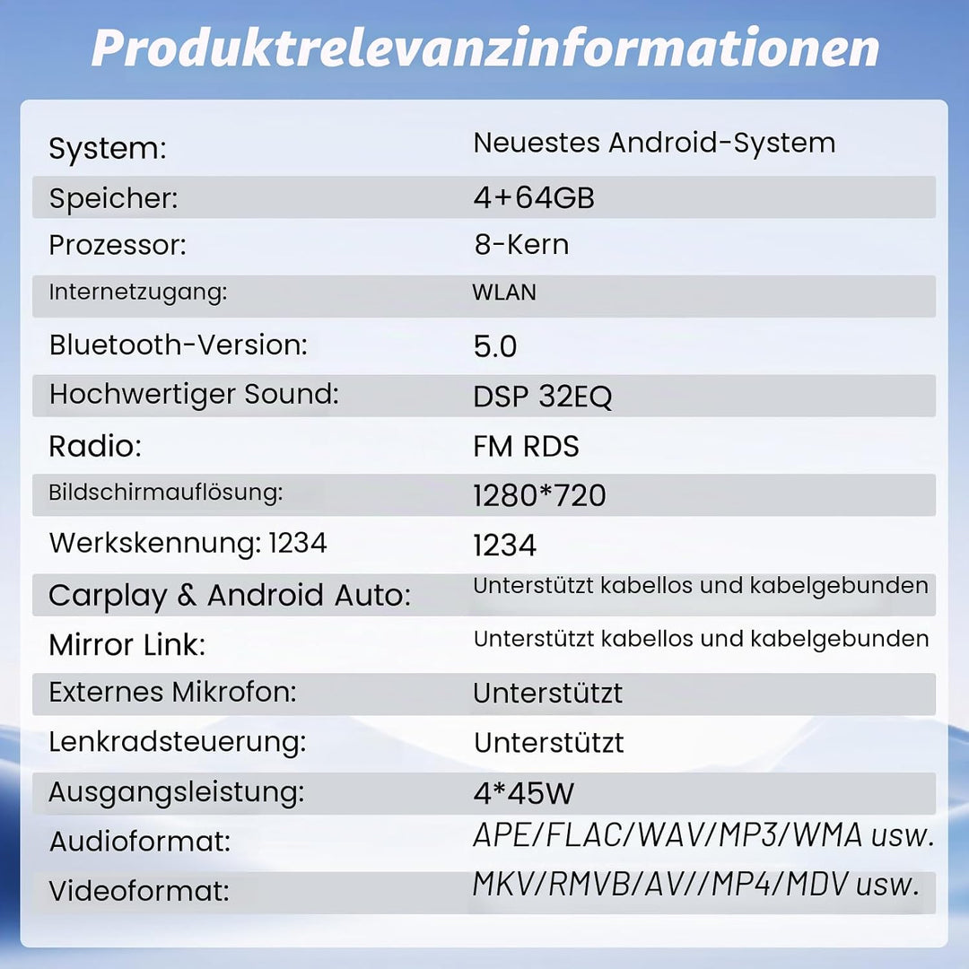Hikity 8Cores 4G+64G Autoradio Android 15 Für Opel Astra H 2004-2008/Zafira B 2005-2015/Opel Corsa 2