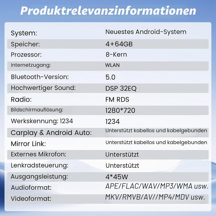 Hikity 8Cores 4G+64G Autoradio Android 15 Für Opel Astra H 2004-2008/Zafira B 2005-2015/Opel Corsa 2