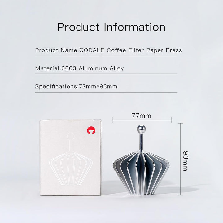 Codale Coffee Filterpapierpresse Kaffeefilterhalter aus Metall für Filtersieb und V60-Filterpapier z