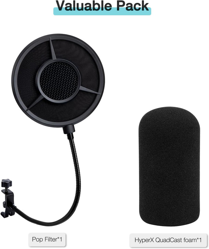HyperX QuadCast Popschutz - 14CM 6 Schichten Popfilter und Schaumstoff für HyperX QuadCast S/ProCast