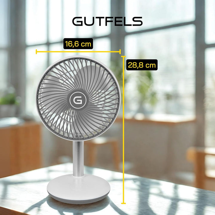 Gutfels Akku-Tisch-Ventilator VENTI 3010 R | Lithium Ionen Akku 4.000 mAh | Touchbedienung | 4 Gesch