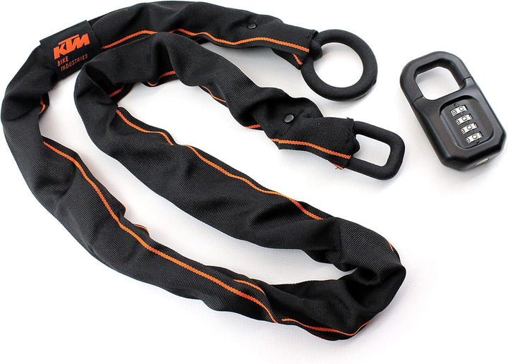 KTM Fahrradschloss Kettenschloss Zahlenschloss Pro U-Lock Chain schwarz/orange Code 1200 mm
