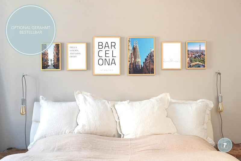 Papierschmiede® Mood Poster Set Barcelona, Bilder Wohnzimmer Deko Schlafzimmer, 2x DIN A3 und 4x DIN