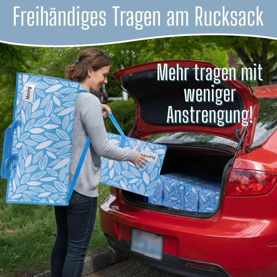 VENO 87 Liter extra grosse Umzugstaschen mit Rucksackgurten, Umzugshelfer, starke Griffe und Reissve