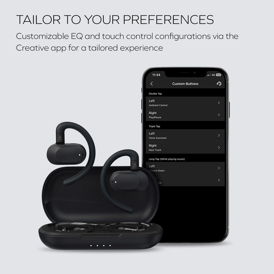 CREATIVE Outlier Go kabelloser Open-Ear-Kopfhörer mit Verstellbarer Passform und Ohrbügeln, bis zu 2