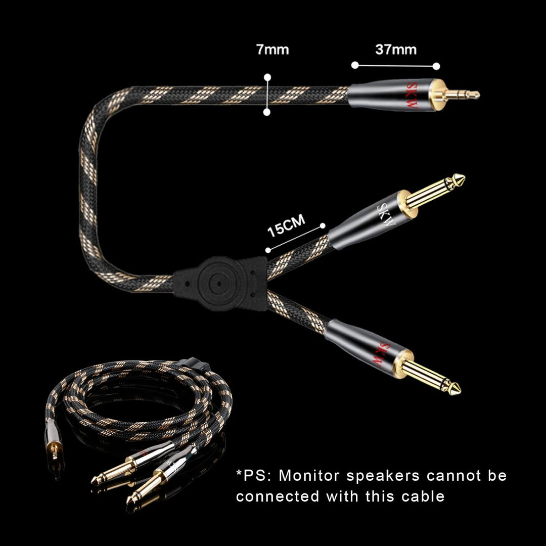 SKW 3.5mm Klinke auf Dual 6.35mm Y Audio Splitter Kabel, hochreines Kupfer Instrument Kabel Unterstü