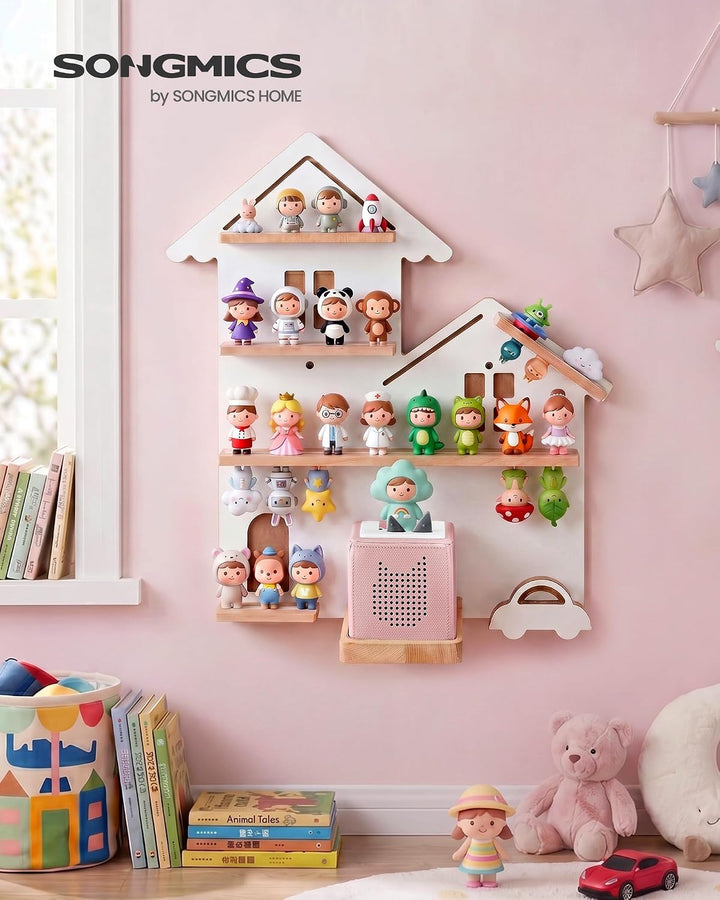 SONGMICS Regal für Toniebox, Wandregal für 35 Figuren, Kinderregal, einfache Montage, Kinderzimmer,