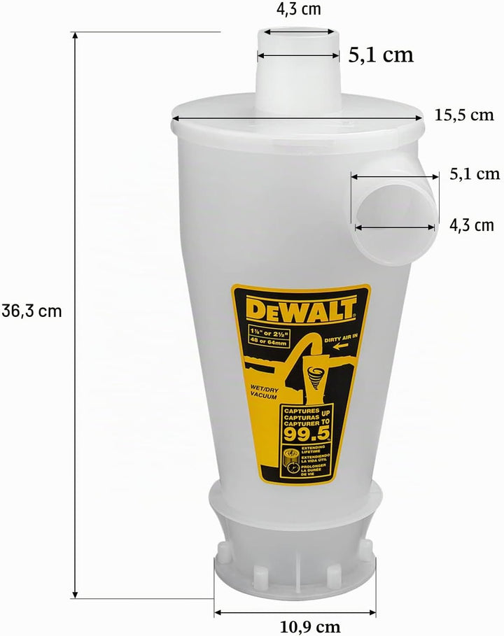 DEWALT DXVCS002, Staubabscheider, Gelb