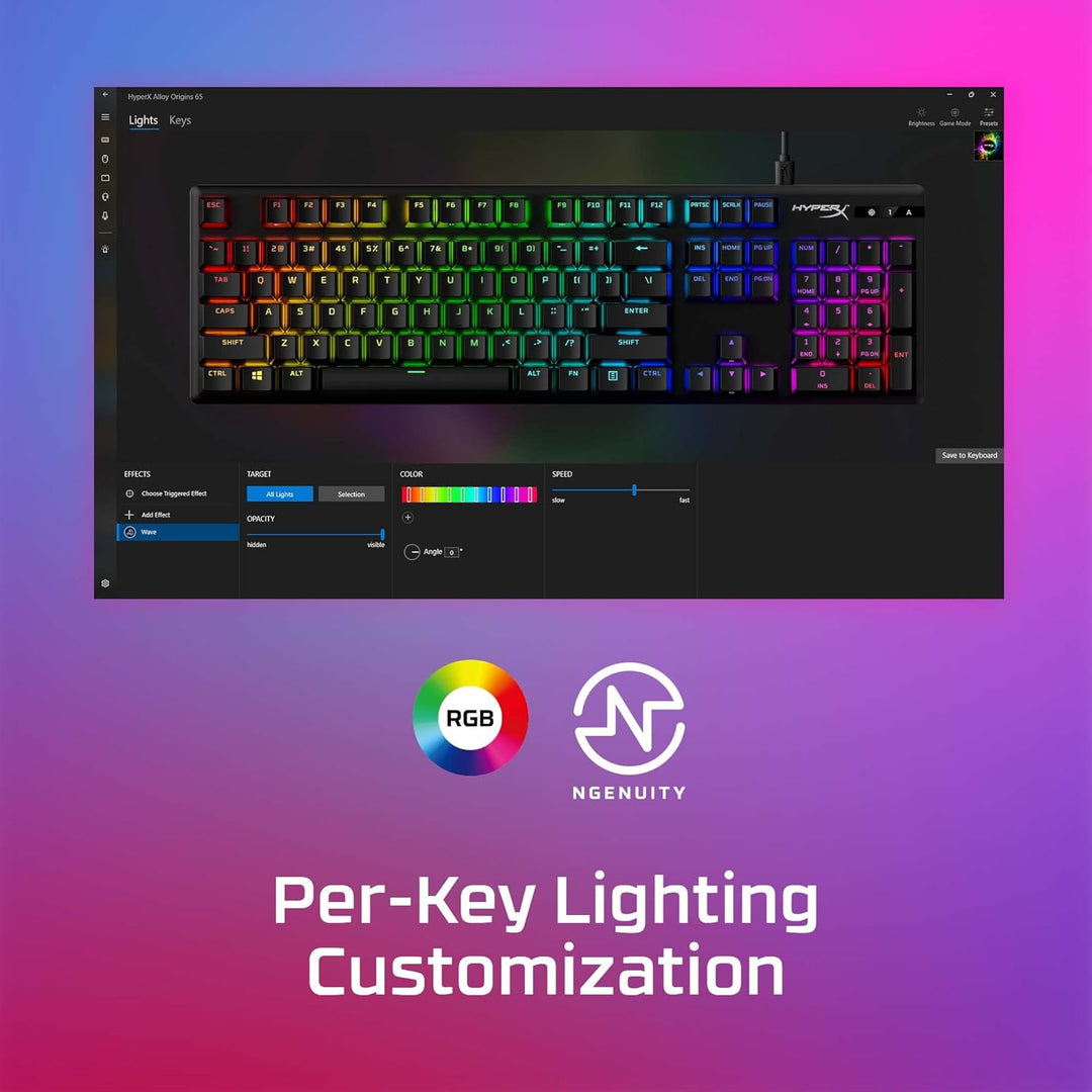 HYPERX Alloy Origins PBT-Mechanische Gaming Tastatur, PBT Keycaps, Tastenkappen, RGB, Mechanische Sw