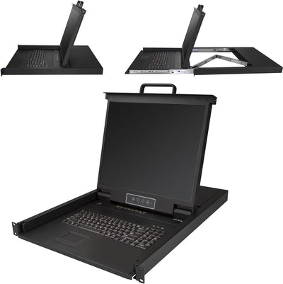 StarTech.com 8 Port Rack KVM Konsole mit 1,8 m Kabeln - US Tastatur(QWERTY), Integrierter KVM Switch
