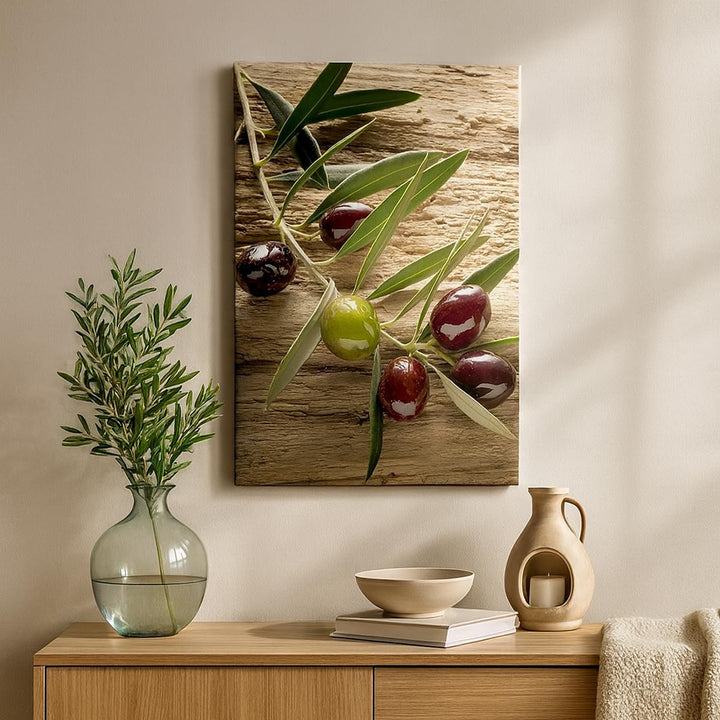 Bilder auf Leinwand 55x100cm Leinwandbild mit Rahmen Oliv italien aroma diät Gross Wanddeko Bild Sch