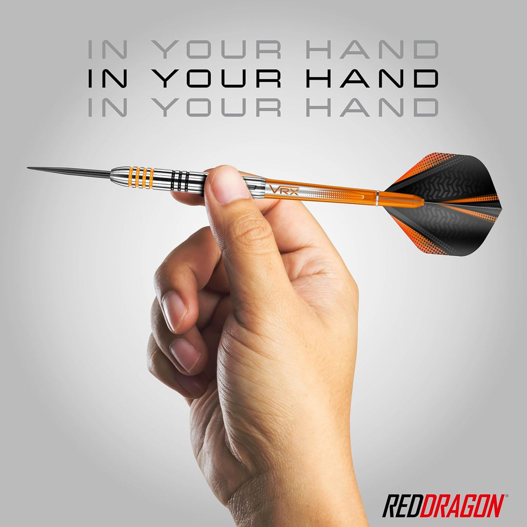 RED DRAGON Amberjack Series Steel Profi Dartpfeile Steeldarts Set mit Flights und Schäfte 22.0 Gramm