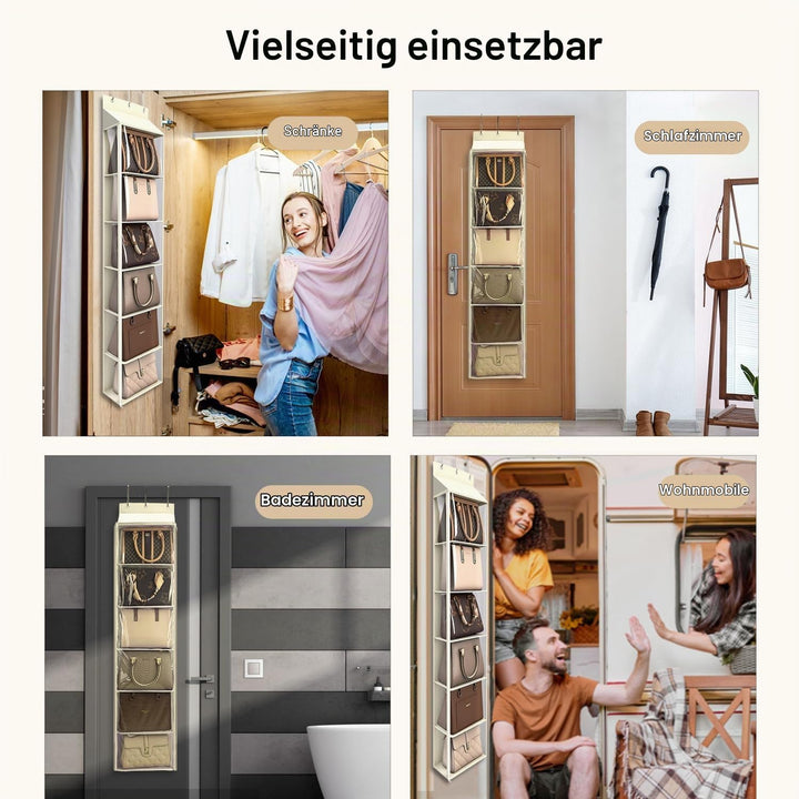 Lirex Geldbörsen-Organizer, 6 Taschen Handtaschen-Organizer mit Reissverschluss zum Aufhängen, für S