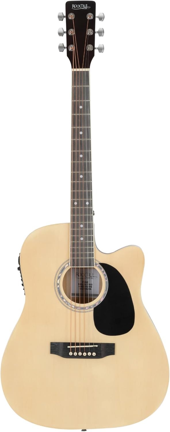 Rocktile WSD-8CE-NT Slim Line Westerngitarren Set - Dreadnought Akustik Gitarre - Westerngitarre mit
