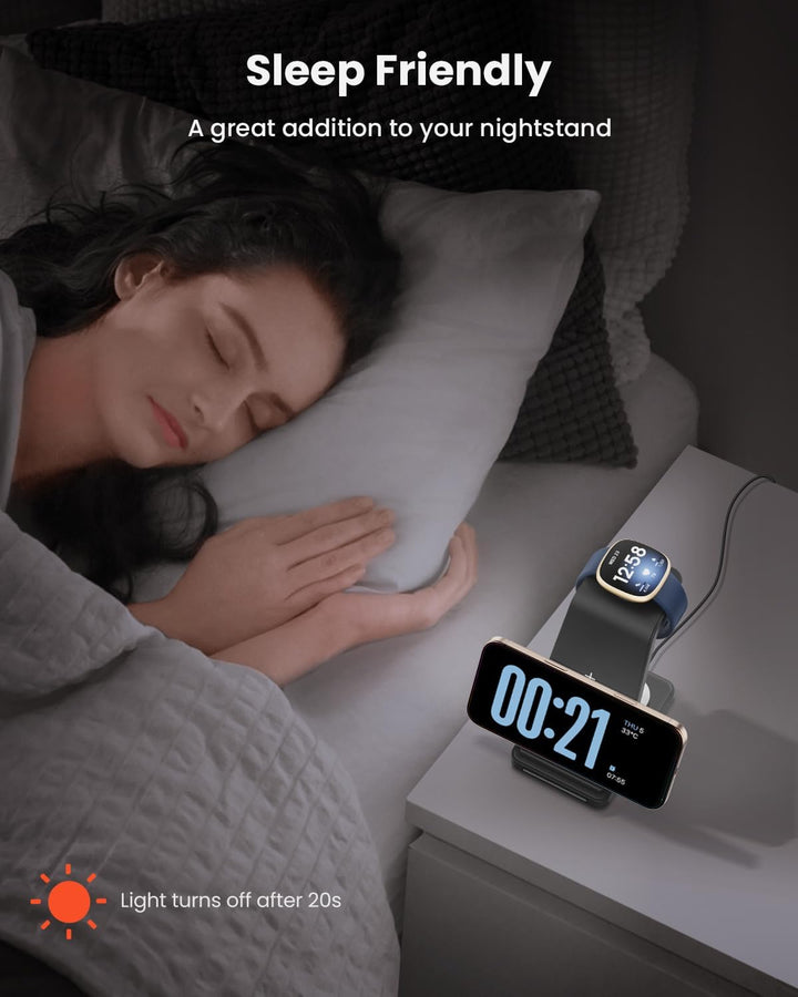 GEEKERA 3 in 1 Induktive Ladestation für Google, Induktiveladegerät für Google Pixel Watch 3/2/Fitbi