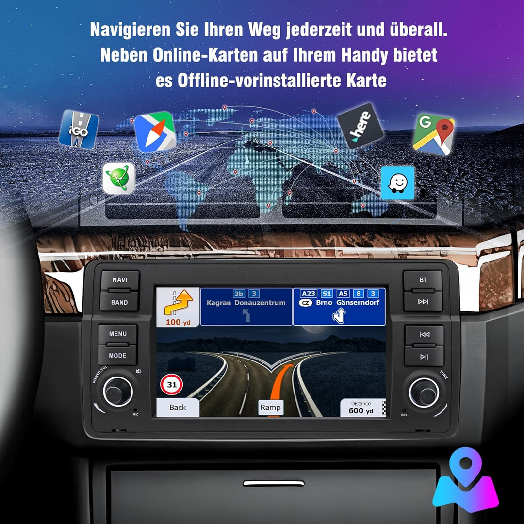 Autoradio für BMW E46 1999 2000 2001 2002 2003 2004, Android 12 2G+32G Radio mit GPS Navigation CarP