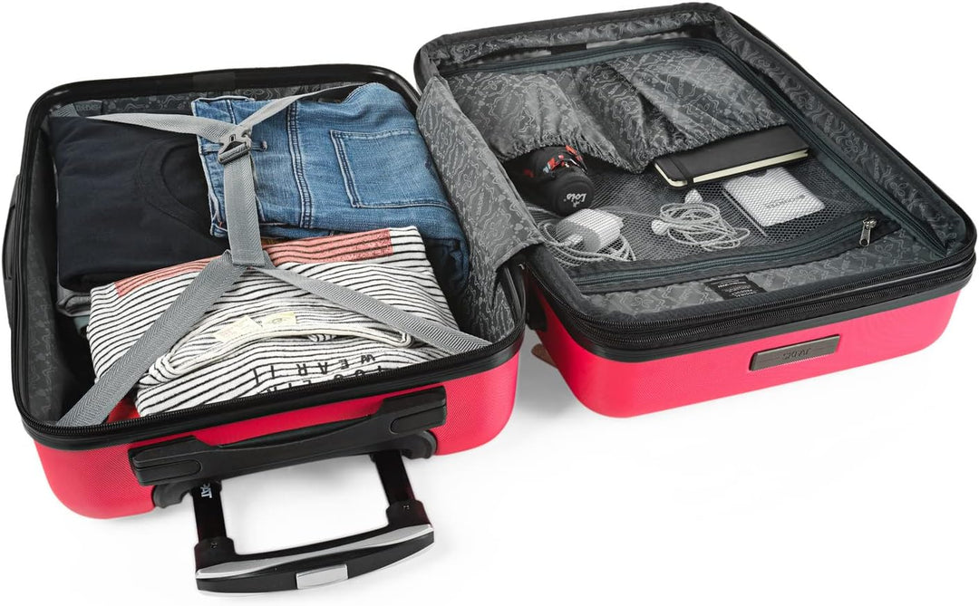 SKPAT Reisekoffer-Set, 4 Räder, Reisekoffer-Set, leicht, mit Zahlenschloss Fuchsia M, Fuchsia M