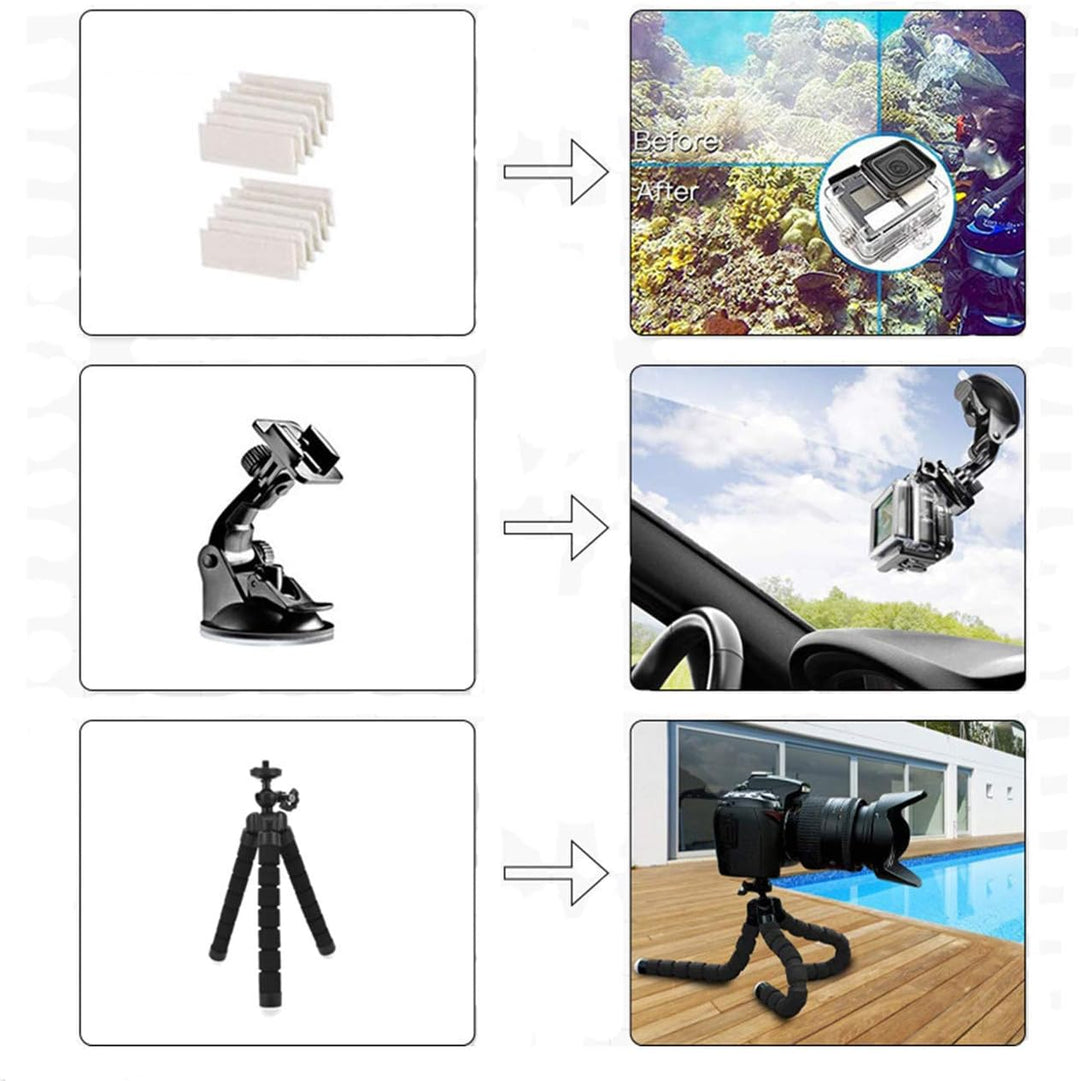 DIKER Action Kamera Zubehör Set Bundle, Zubehör Kit für Gopro Hero 12 11 10 9 8 7