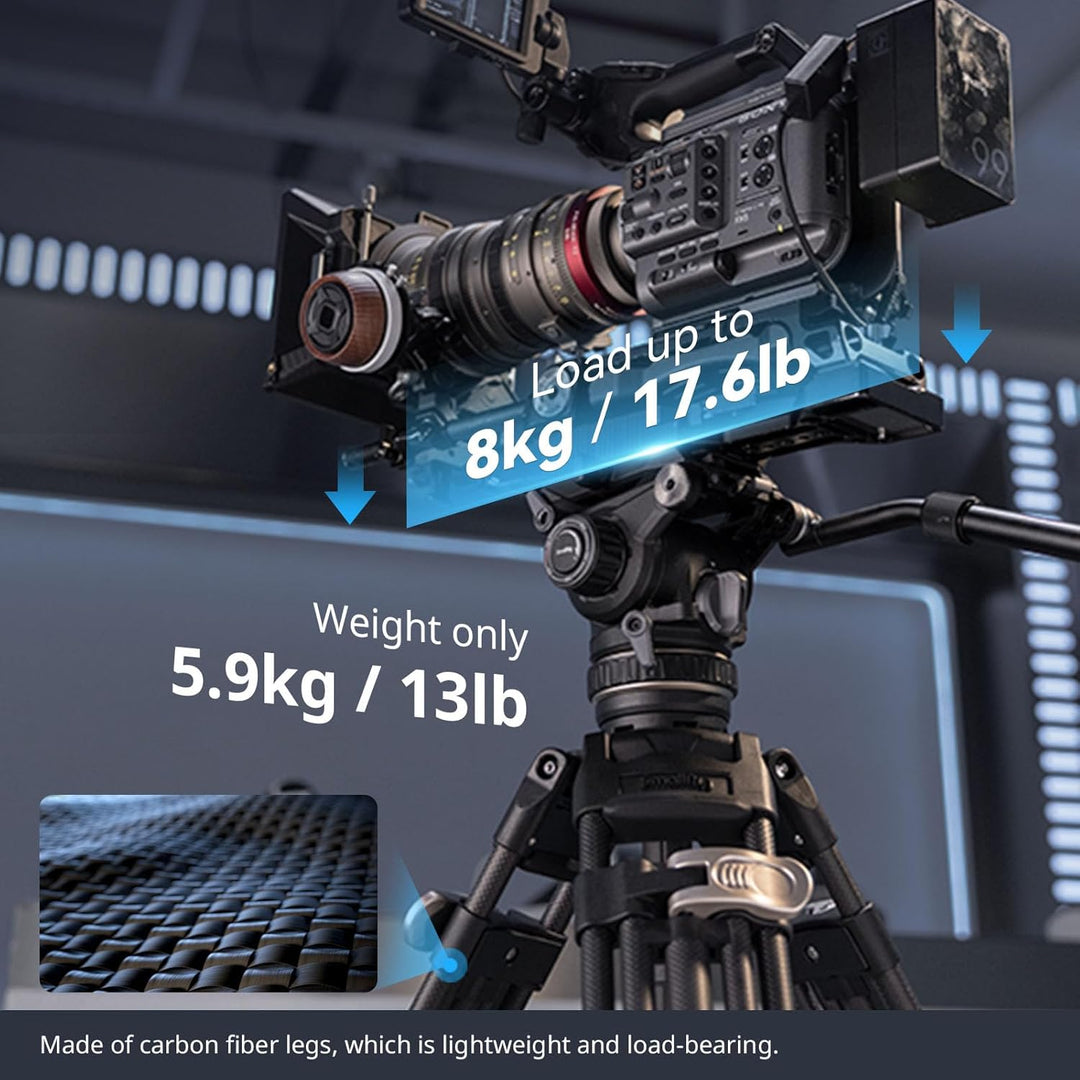 SMALLRIG AD-120 FreeBlazer Carbonfaser Videostativ Kit, 77" Videostativ mit 6 Stufigem Gegengewicht,