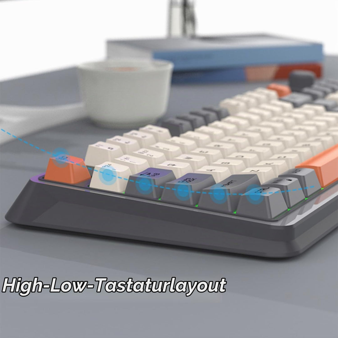 Lancoon Wiederaufladbare Tastatur und Maus Set Kabellos mit Verstellbarer Halterung 2.4G Lautstärker