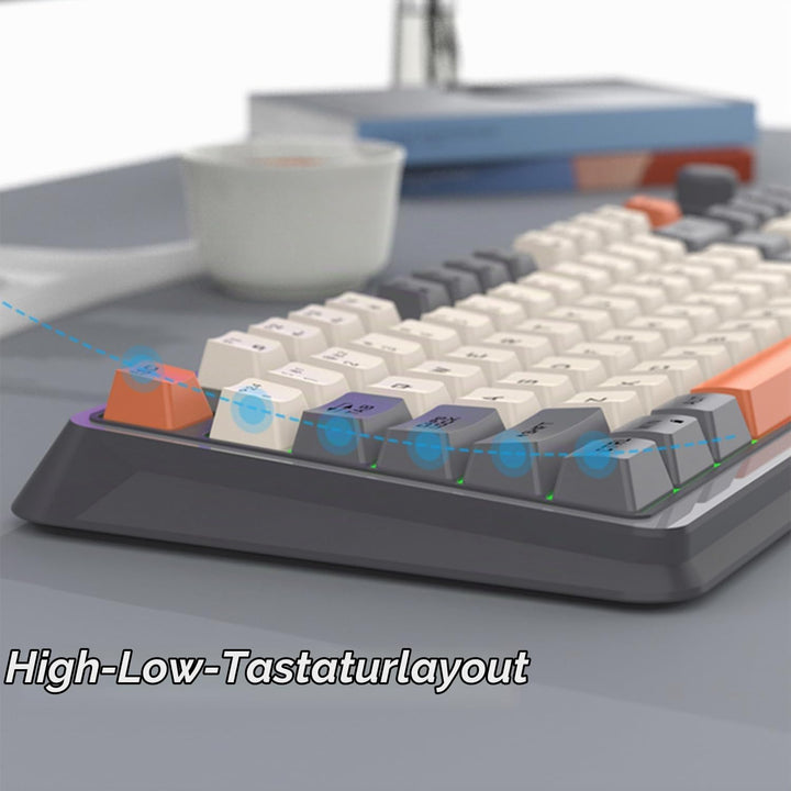 Lancoon Wiederaufladbare Tastatur und Maus Set Kabellos mit Verstellbarer Halterung 2.4G Lautstärker