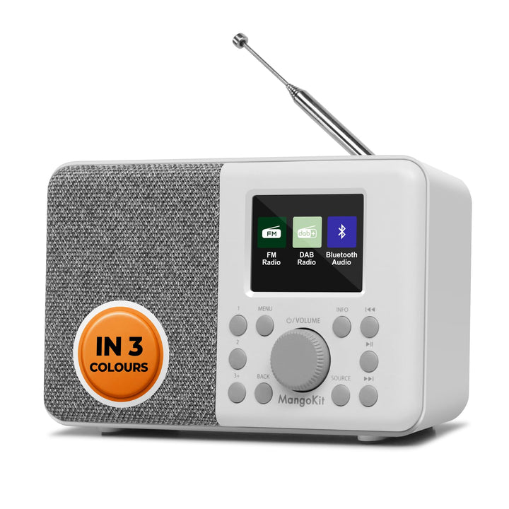MangoKit MD3 DAB/DAB+ und UKW tragbares Digitalradio, Bluetooth-Lautsprecher, Kopfhörer, 40 voreinge