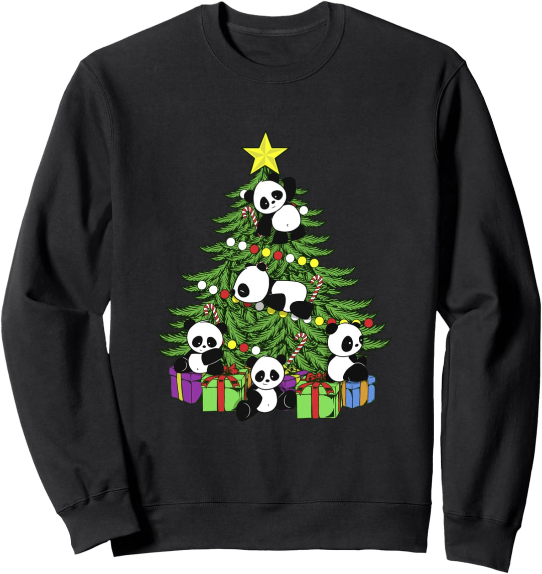 Weihnachtsbaum Lichter mit Geschenken und süssen Pandas Sweatshirt
