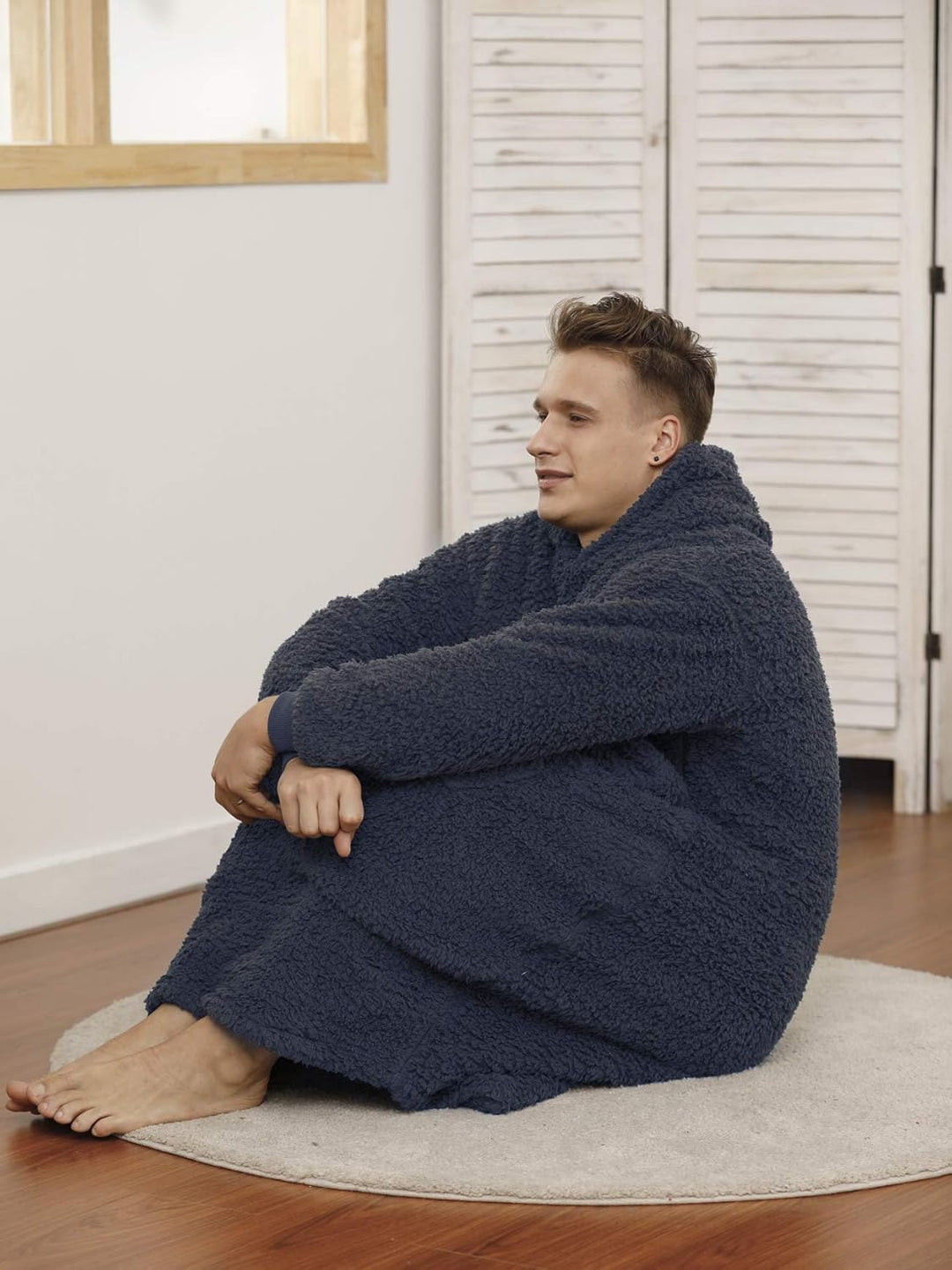 ililmmoe Sherpa tragbare Decke Übergrosse Hoodie Sweatshirt TV Decke mit Langen Ärmeln und Tasche-Na