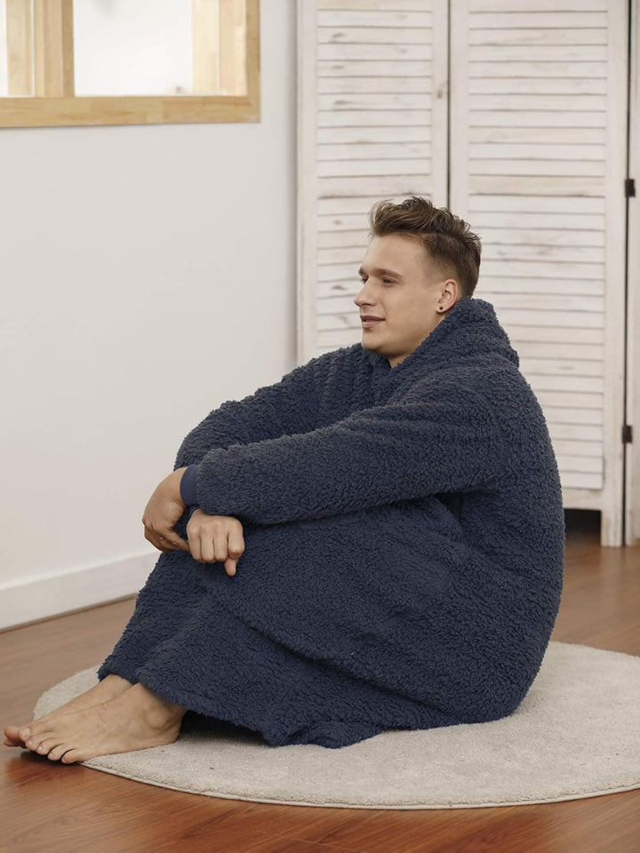 ililmmoe Sherpa tragbare Decke Übergrosse Hoodie Sweatshirt TV Decke mit Langen Ärmeln und Tasche-Na
