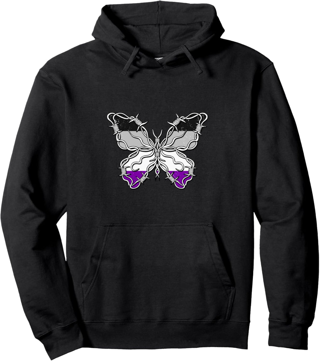 Asexual Butterfly Barbwire Asexual Pride Asexuelle Flagge Pullover Hoodie