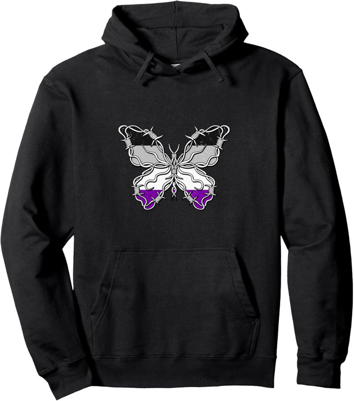 Asexual Butterfly Barbwire Asexual Pride Asexuelle Flagge Pullover Hoodie