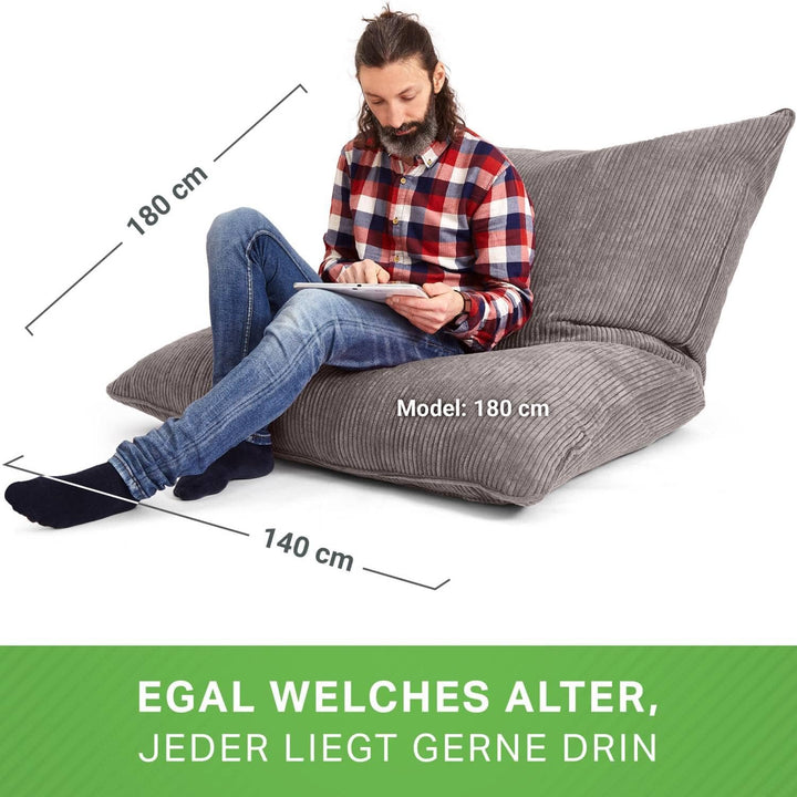 Green Bean XXL Sitzsack aus Cordstoff 370 Liter EPS-Perlen Füllung - Kuschelig Weich Robust & Waschb