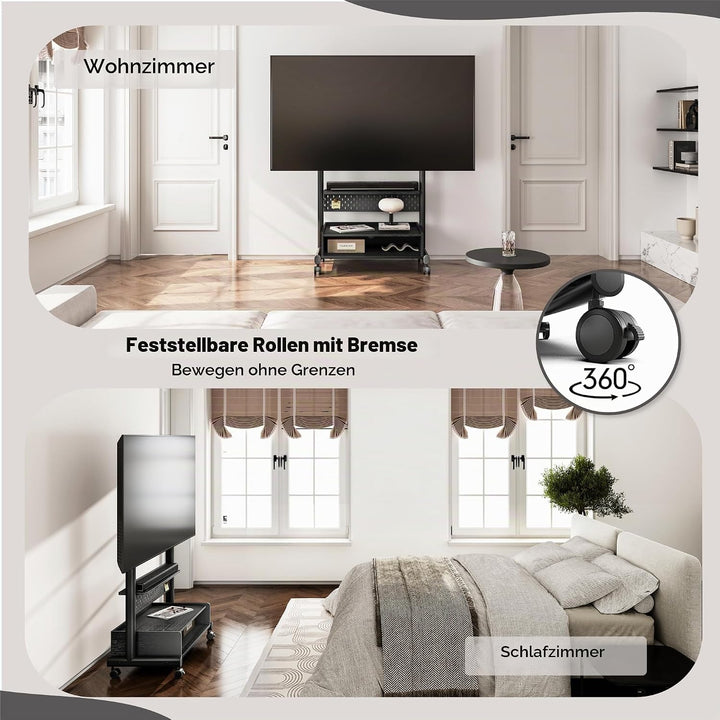 FITUEYES TV Ständer Rollbar Fernsehständer mit Rollen Bodenständer TV Rollwagen für 40-85 Zoll Ferns
