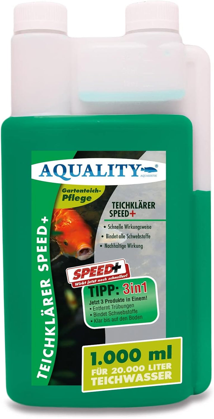 AQUALITY Klarwasser Teichpflege-Komplettset (Set mit Teichklärer und Wasserwerte Stabilisator für ei