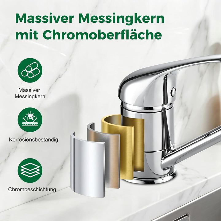 Wasserhahn Küche,360° drehbare Spültischarmatur,Hochdruck Einhebel Mischbatterie mit Keramikkartusch