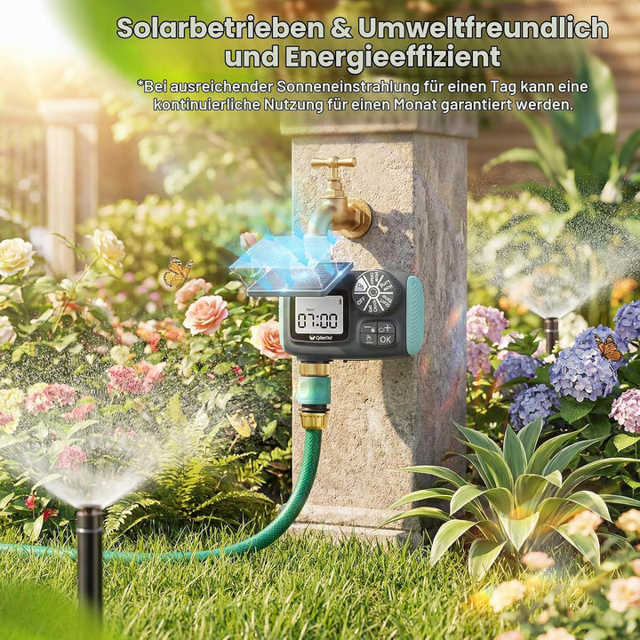 Bewässerungscomputer mit Solarenergie, Programmierbare Wasser Bewässerungsuhr LCD-Display Automatisc