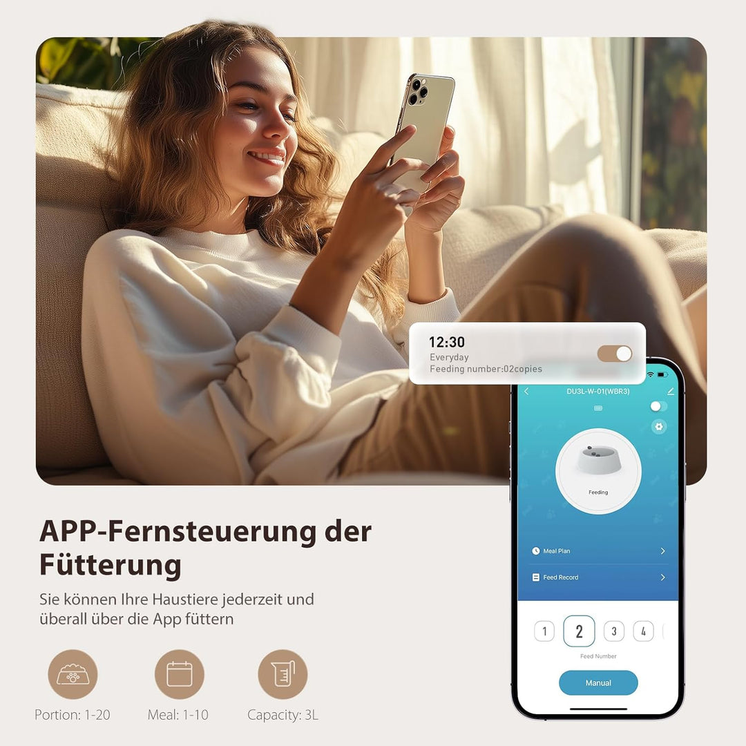 IMIPAW Futterautomat Katze, 5G | 2.4G WiFi Katzenfutter Automat, APP-Steuerung Futterspender für Kat