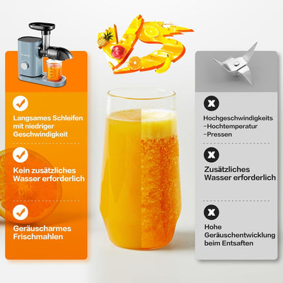 Aobosi Slow Juicer Entsafter Gemüse und Obst Profi Entsafter mit Ruhiger Motor & Umkehrfunktion & Sa