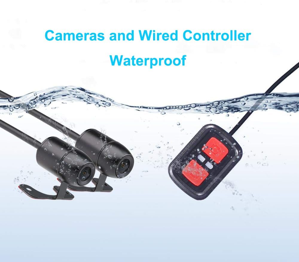 VSYSTO Dashcam Motorrad Motorrad Kamera 1080p Doppellinse Kamera Motorrad Vorne Hinten WiFi 130° Wei