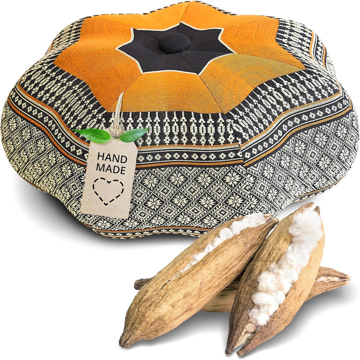 Livasia Meditationskissen Stern, Yogakissen mit Kapok, Pouf, Bodenkissen sternförmig Yoga Zen Medita