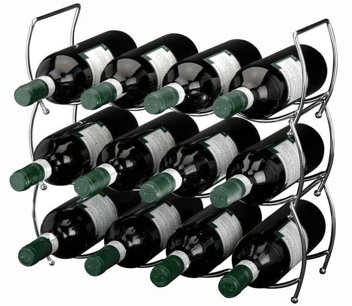 zeitzone Weinregal Flaschenregal Stapelbar Chrom 3-er Set für 12 Flaschen Metall