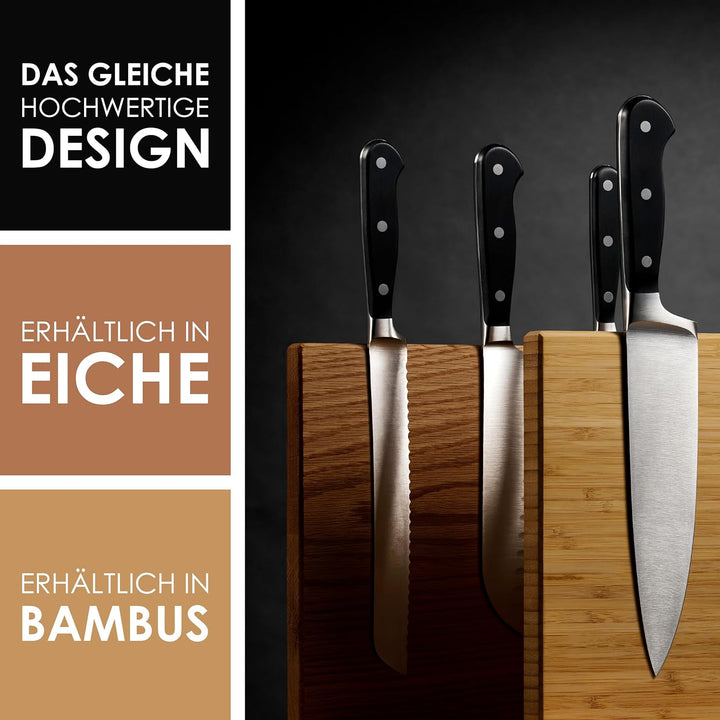 LARHN Messerblock Magnetisch Holz aus Bambus für bis zu 23 cm Messer - Extrastarker Doppelseitiger M