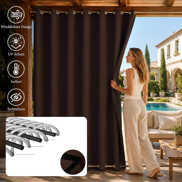 Rosnek Outdoor Vorhang Wetterfest mit Ösen, Outdoorvorhänge B 254×H 243 cm Outdoor Vorhänge Wasserdi