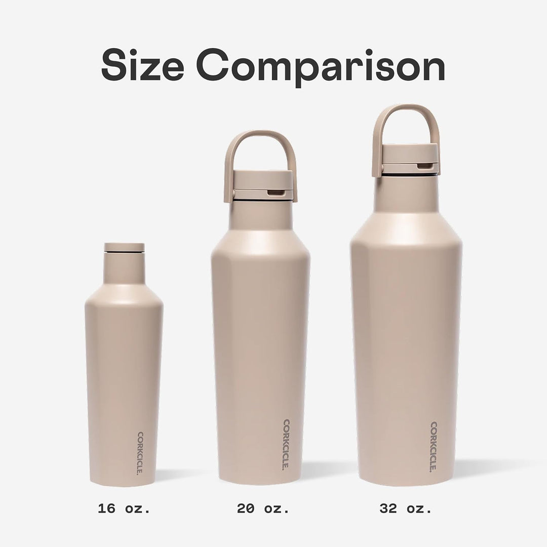 Corkcicle Isolierte Kantinen-Reise-Wasserflasche, dreifach isolierter Edelstahl, leicht zu greifende