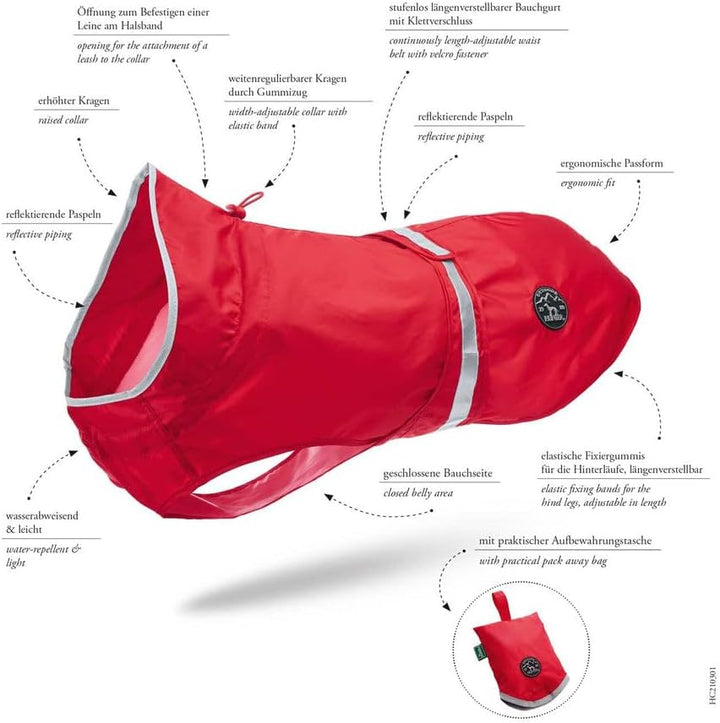 HUNTER Hunde-Regenmantel UPPSALA RAIN, Farbe: schwarz, wind- & wasserfest, anpassbarer Bauchgurt, re