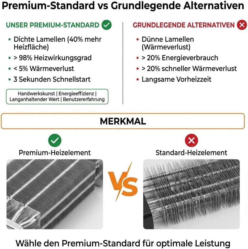 Heizlüfter 1500W, energieeffiziente Elektroheizung für zu Hause, kleiner tragbarer Elektroheizkörper