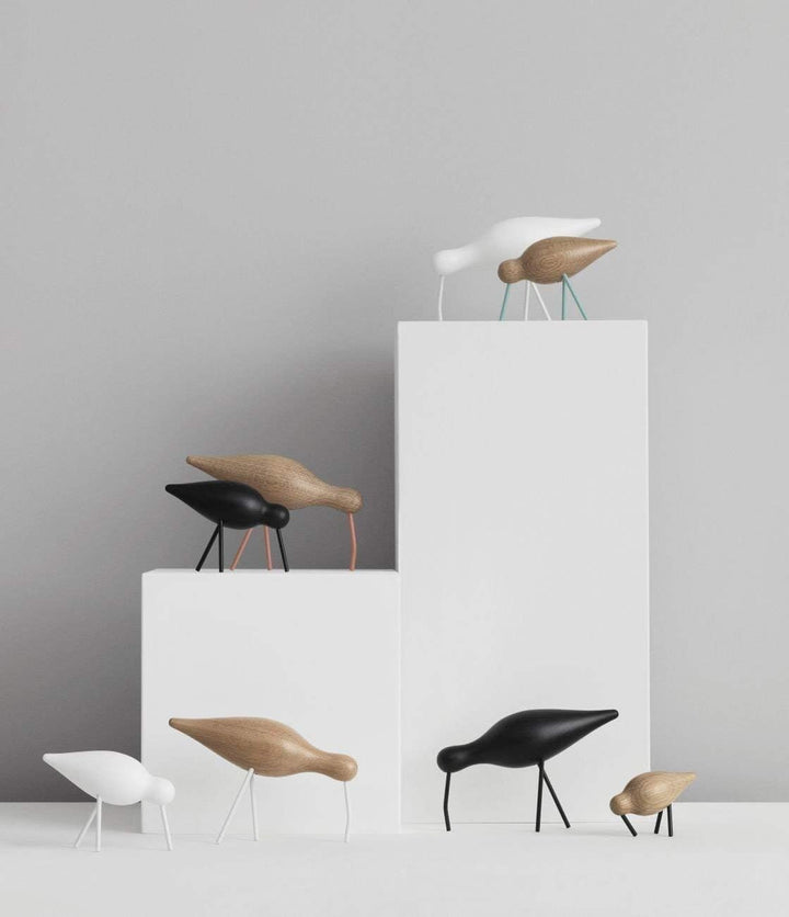 Normann Copenhagen Shorebird Figur, Holz-Edelstahl, weiss, 22 x 6.5 x 14 cm